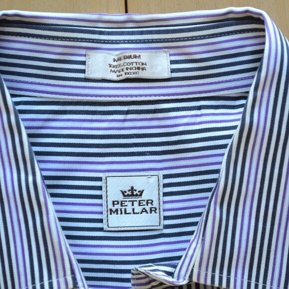 Peter Millar Button Down Shirt Stripes Size M - Picture 3 of 4